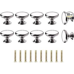 Chrome Round Cabinet Knobs - 10 Pack